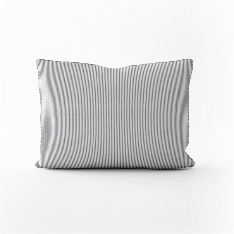 Decorative Pillows in Classic Black Ticking Stripe on White