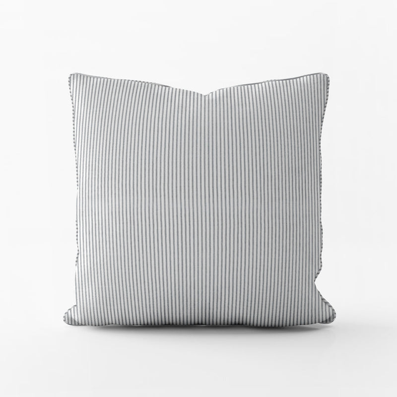 Decorative Pillows in Classic Black Ticking Stripe on White