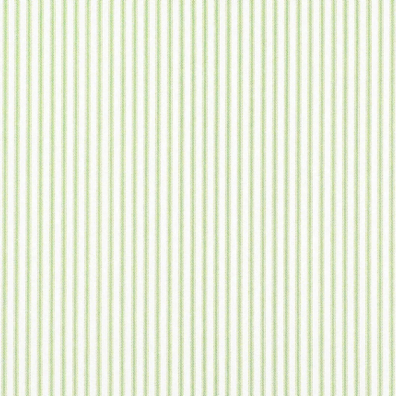 Gathered Bedskirt in Classic Kiwi Green Ticking Stripe on White