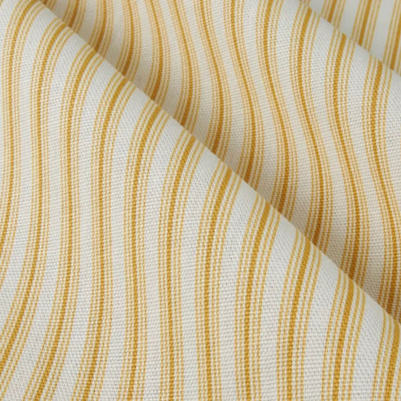 Rod Pocket Curtain Panels Pair in Cottage Barley Yellow Gold Stripe