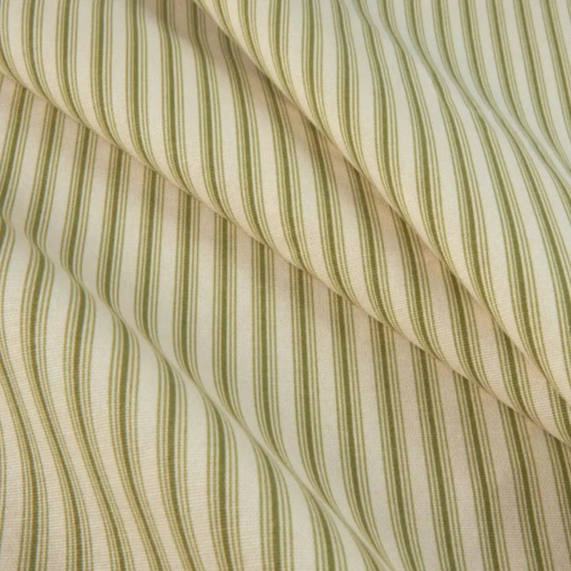 Round Tablecloth in Cottage Jungle Green Stripe