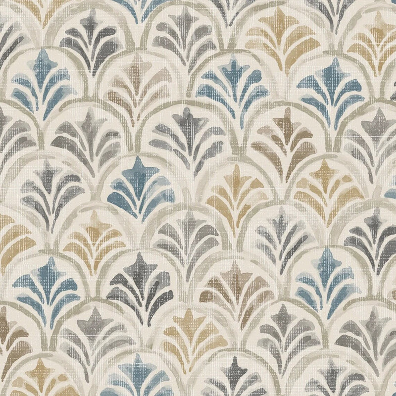 Shower Curtain in Countess Harbor Blue Scallop Watercolor