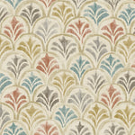Shower Curtain in Countess Tuscan Scallop Watercolor- Blue, Terracotta, Gray, Tan