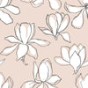Beige Large Flowers Wallpaper