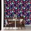 Flowers and Leaves Pattern Wallpaper