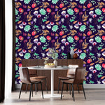 Flowers and Leaves Pattern Wallpaper