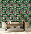 Elegant Green and Pink Leaves Wallpaper Vogue