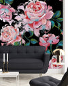 Modish Dark Wallpaper with Pink Flowers Chic Select