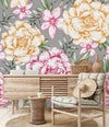 Peonies on Grey Background Wallpaper