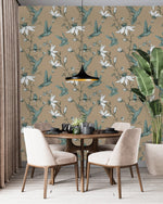 Dark Beige Wallpaper with Hummingbird