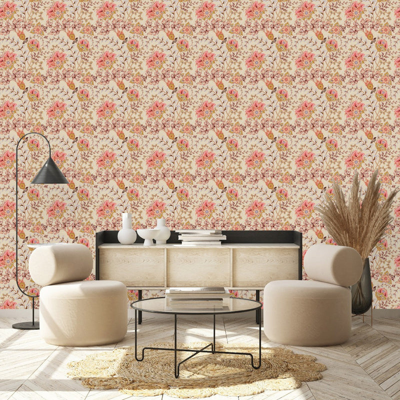 Beige Vintage Pattern Wallpaper