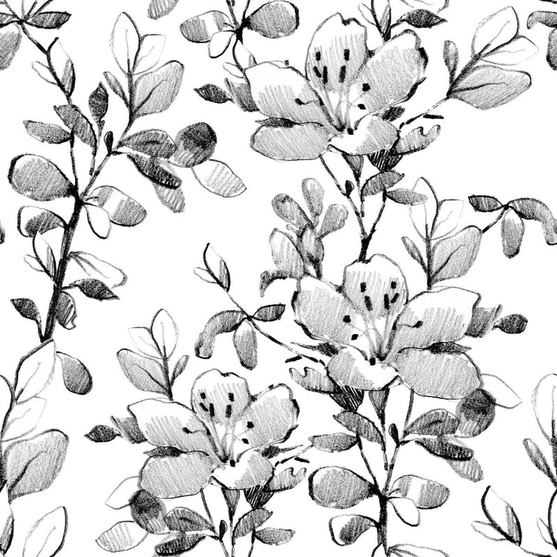 Contemporary Hand Drawn Flowers Wallpaper Vogue