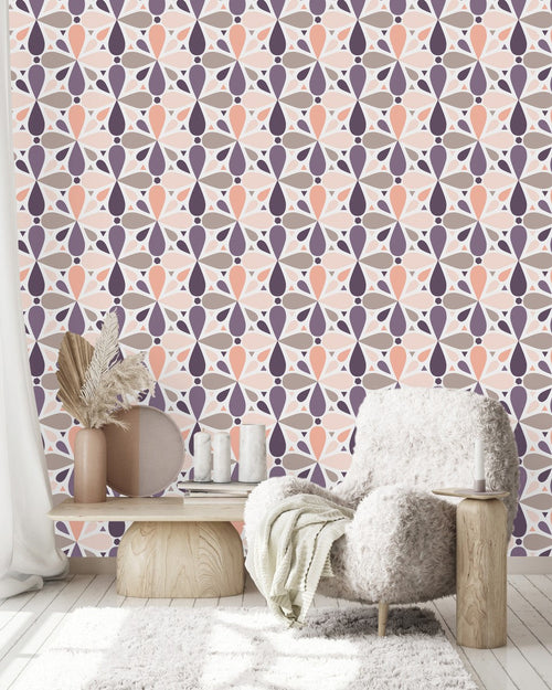 Purple and Beige Pattern Wallpaper