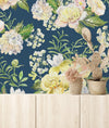 Contemporary Modern Dark Wallpaper with Light Flowers