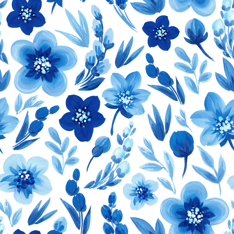 Elegant Blue Floral Wallpaper Vogue