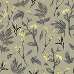 Yellow Flowers on Green Wallpaper