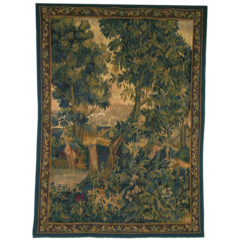 58" x 77" Hand woven aubusson tapestry with backing and rod pocket. LT07
