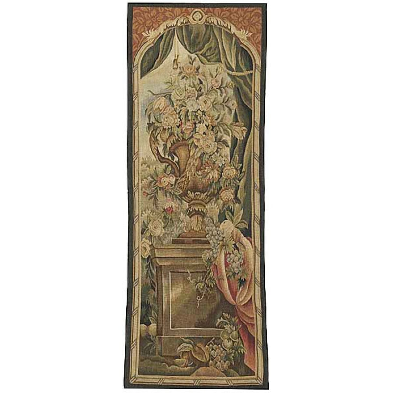 24" x 64" Hand woven aubusson tapestry with backing and rod pocket.