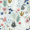 Botanical Leaves and Flowers Wallpaper