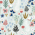 Botanical Leaves and Flowers Wallpaper