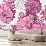 Pink Large Flowers Wallpaper