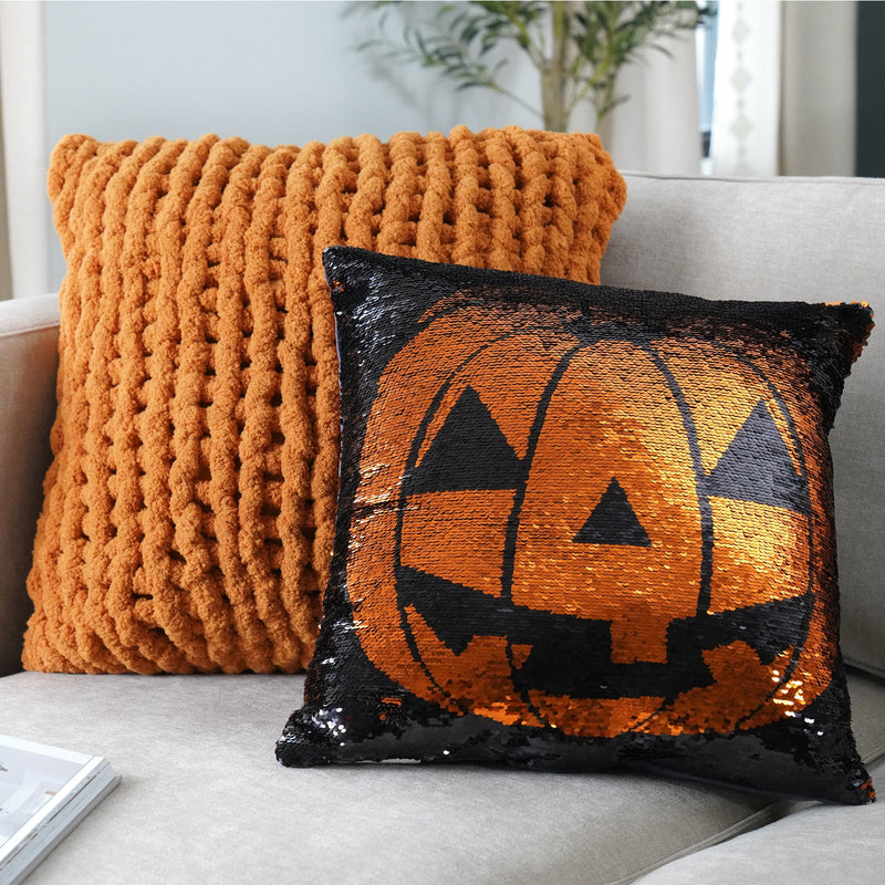 Sparkle Pumpkin Decorative Pillow