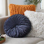 Round Pleated Soft Velvet Decorative Pillow