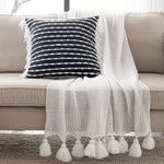 Boho Knitted Tassel Throw