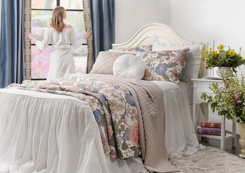 Belgian Flax Linen Rich Cotton Blend Bedspread 3 Piece Set