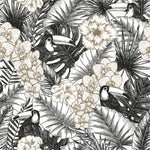 Black and White Toucan Pattern Wallpaper