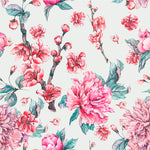 Peonies and Sakura Tree Wallpaper