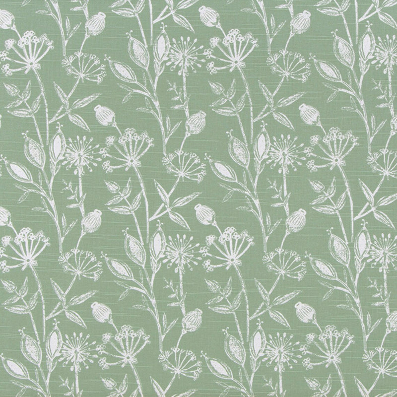 Rod Pocket Curtains in Daman Spruce Green Floral