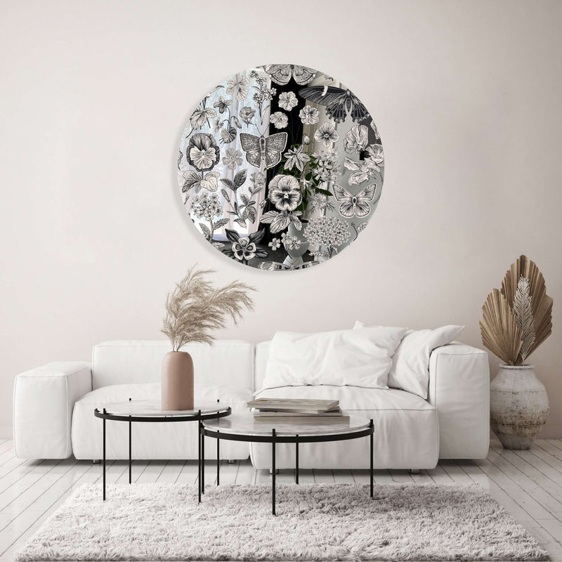 Black and White Pattern Printed Mirror Acrylic Circles