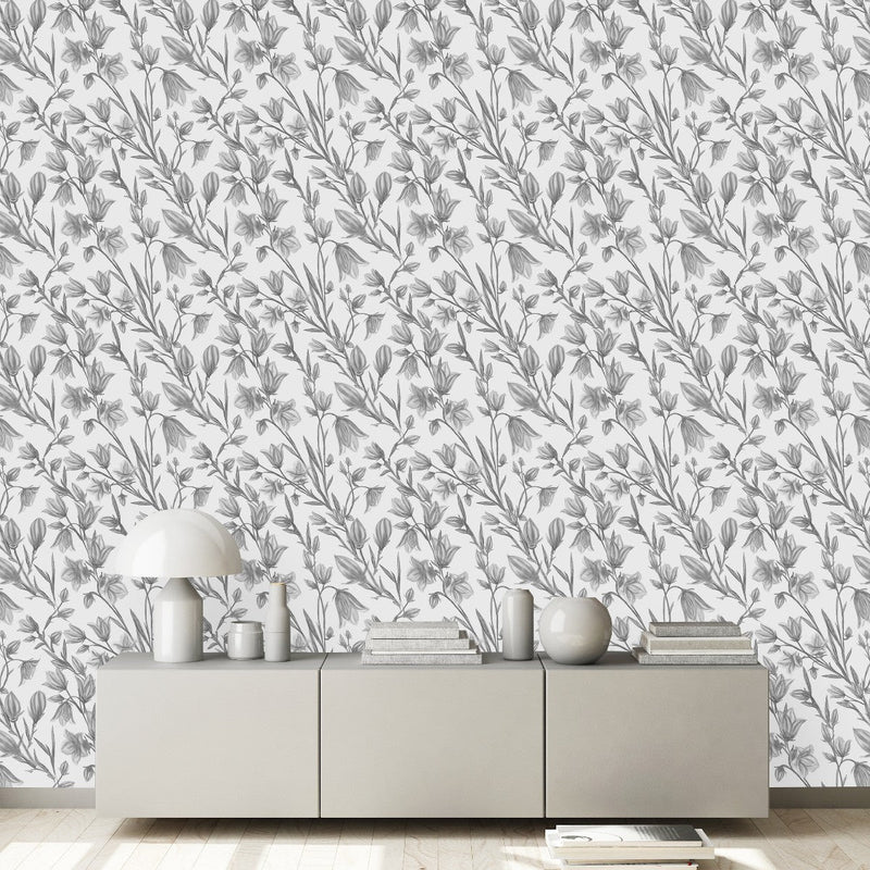 Grey Buds on Trees Wallpaper