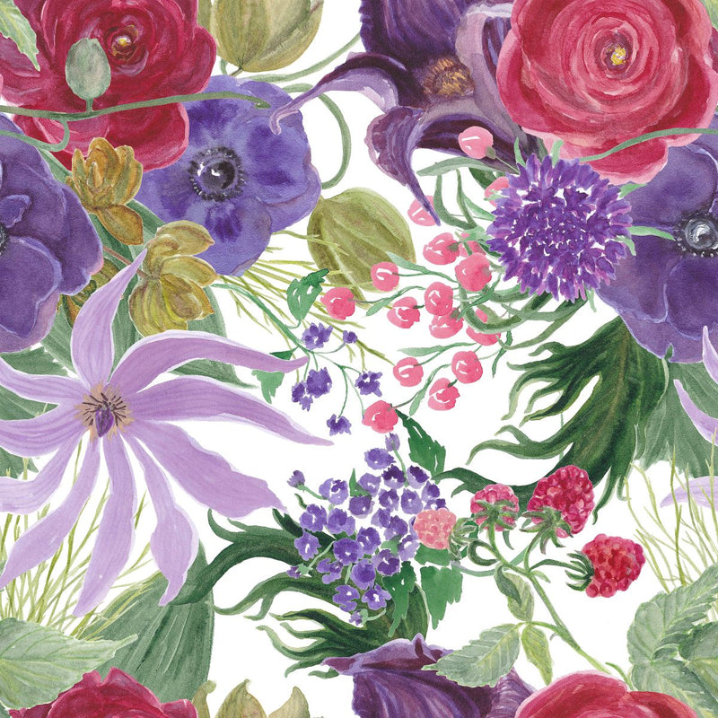Stylish Modern Purple and Pink Flowers Wallpaper