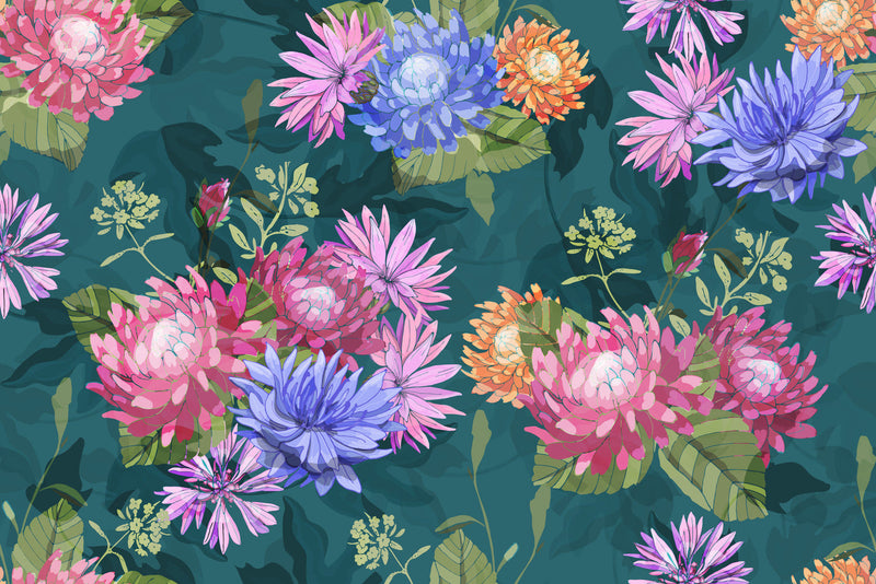 Contemporary Brightly Flowers Wallpaper Vogue