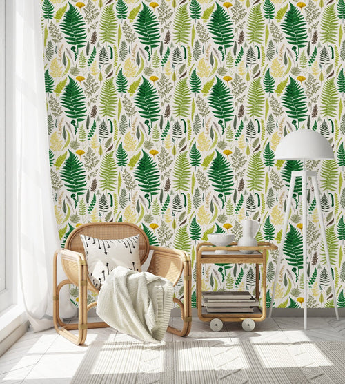 Modish Fern Leaves Wallpaper Smart