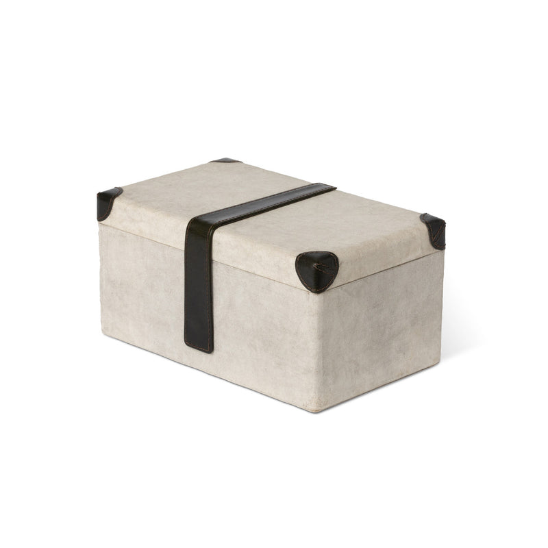 Antique Canvas Storage Box with Genuine Leather L225