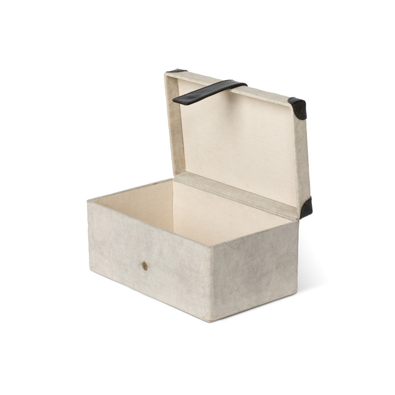 Antique Canvas Storage Box with Genuine Leather L225