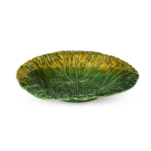 Lovecup Green Cabbage Leaf Ceramic Serving Platter 20" Dia. L197
