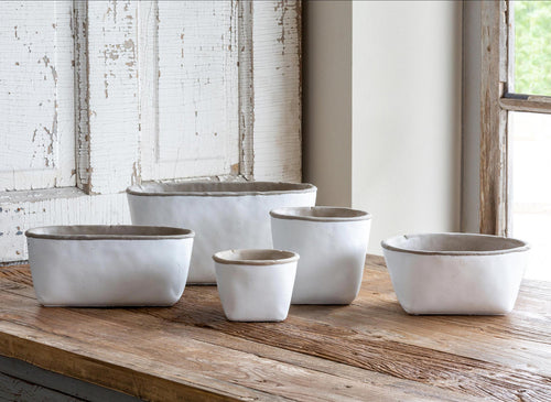 White Cement Planter Large, Set of 2 L488