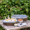 Lovecup Galvanized Lined Wooden Oval Trays Set of 2 L096
