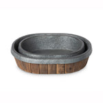 Lovecup Galvanized Lined Wooden Oval Trays Set of 2 L096