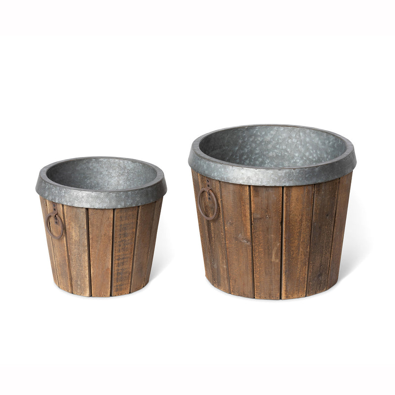 Lovecup Galvanized Lined Wooden Planters, Set of 2 L097