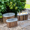 Lovecup Galvanized Wooden Oval Cooler or Planter Tubs, Set of 3 L098