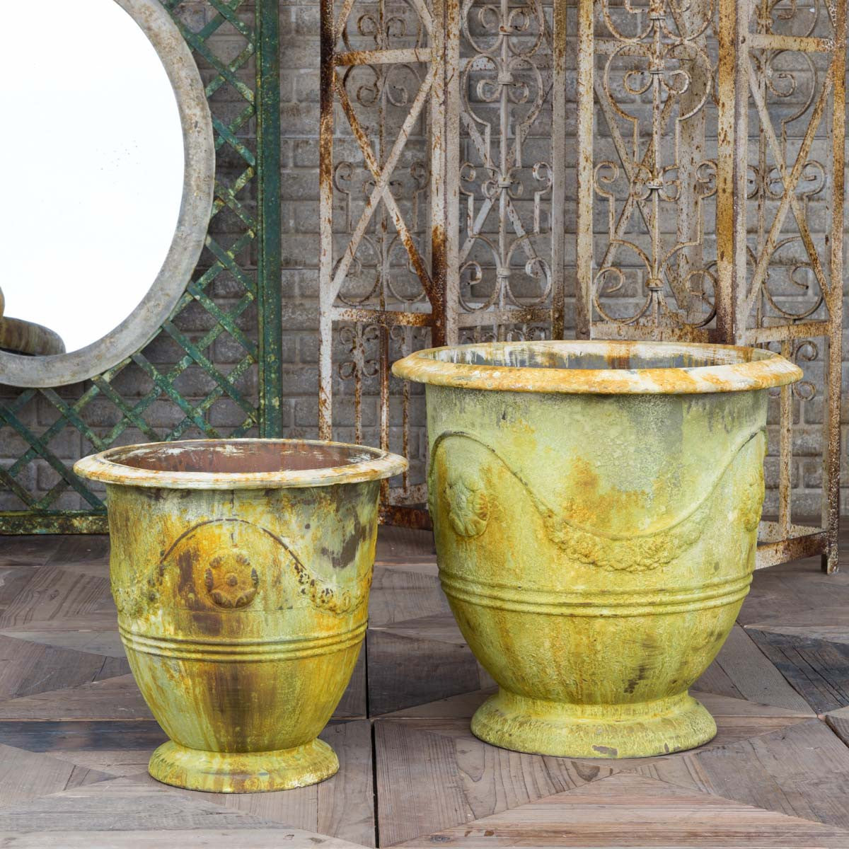 french pots for plants Lovecup French Inspired Faux Pottery Planters Set of 2 L839