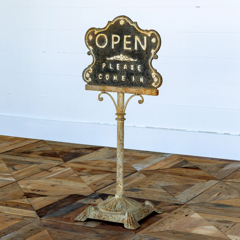 Aged Metal Finish Shopkeeper's Open/Closed Sign L074