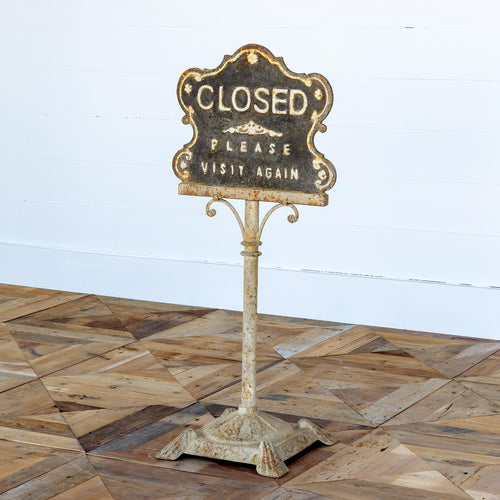 Aged Metal Finish Shopkeeper's Open/Closed Sign L074