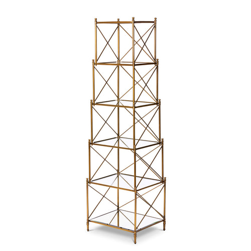 Hampton Steel Brass and Mirror Etagere L004