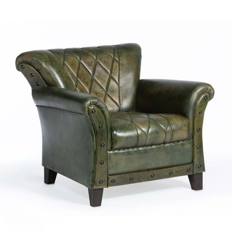 Bradford Aged Green Leather Armchair L059